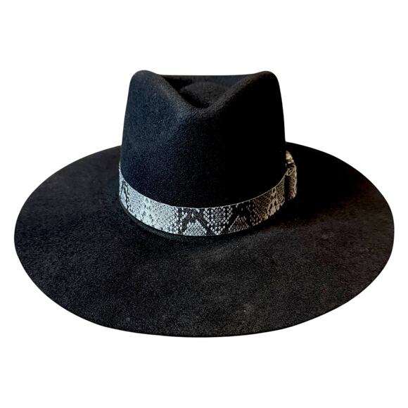 NWT Twister Pinch Front Cowgirl Hat Girls Black Felt Flat 3.5” Brim Western  L main image 8